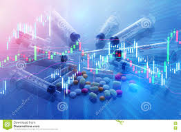 Drugs Pill And Stock Chart Growing Up With Money Stock Photo