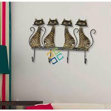 Four Cats With Wrought Iron Key Holder