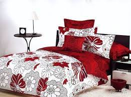 White Queen Bed Red Bedding