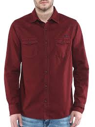 Buy Mufti Mens Red Slim Fit Mid Rise Casual Shirts By Mufti