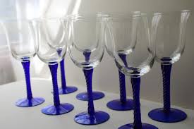 Vintage Hand Blown Glass Wine Glasses