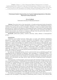 pdf professional identity characteristics of a teacher implementing pdf professional identity characteristics of a teacher implementing inclusive education pupil and teacher experience