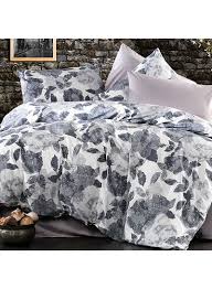 10 Piece Bedding Set Cotton Grey White