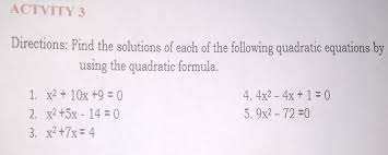 Quadratic Formula Brainly Ph