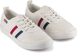 Devee Everlast Twin Striped White Canvas Shoes For Women