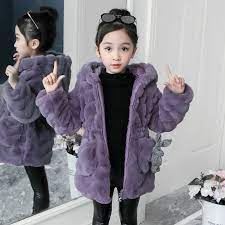 Kids Girls Faux Fur Coat Winter Warm