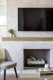 White Brick Fireplace Mantel Design Ideas