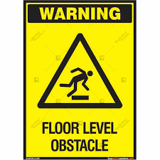 floor level obstacle warning sign