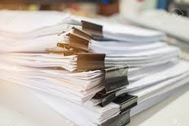 Paper Stack Pile Of Unfinished Documents On Office Desk Related