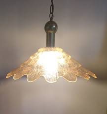Ice Glass Ceiling Lamp Brass Amber