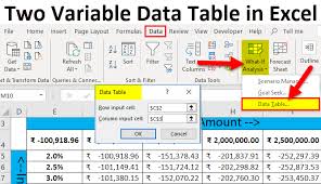 Two Variable Data Table In Excel How