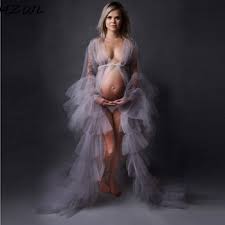 Tulle maternity dresses for photoshoot. See Thru Sexy Maternity Dress For Photoshoot Or Babyshower Robe Sheer Tulle Full Sleeves Prom Dress Plus Size Evening Dress Buy At The Price Of 85 00 In Aliexpress Com Imall Com