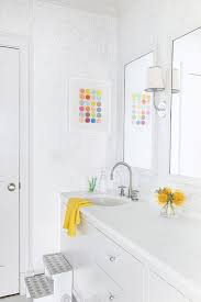 White Kids Bathroom With White And Gray