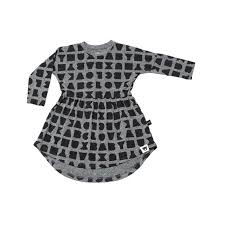 Hux Baby Dress Block Swirl Dress Charcoal Slub