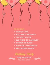 Surprise birthday party program the program created for au. Online Birthday Party Program Template Fotor Design Maker