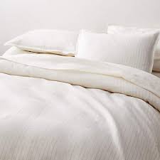 pure linen pinstripe warm white duvet