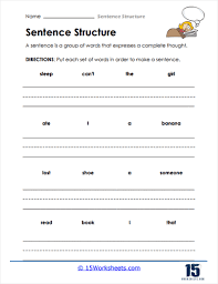sentence structure worksheets 15