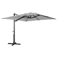 Mondawe 10 Ft Silver Grey Offset Crank Patio Umbrella With Base Mo My01gy