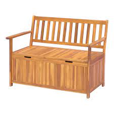 Outsunny 47 Wooden Outdoor Storage Bench Patio Loveseat Seating