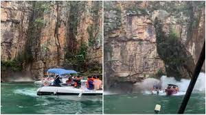 Rock Falls on Boats in Brazil, Video ...