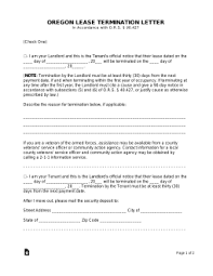 free oregon lease termination letter
