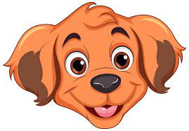 cheerful dog face in cartoon style