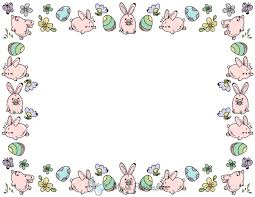 Free easter printables for toddlers, preschool and kindergarten. Printable Landscape Kawaii Easter Bunny Page Border