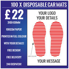 100 personalised disposable car mats