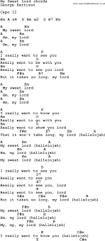 Song Lyrics With Guitar Chords For My Sweet Lord George