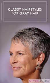 Short haircuts for gray hair that are curly in texture can easily be styled in a modern, rounded shape. Classy Hairstyles For Gray Hair Classy Hairstyles Hair Styles Short Hair Styles