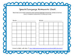 Freebie Speech Language Homework Chart