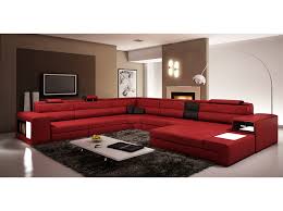 Dark Red Bonded Leather Sectional Sofa