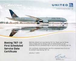 united airlines b787 10 inaugural