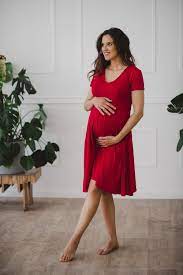Sukienka ciążowa i do karmienia Mommy Chic karminowa Milk and Love: odzież  do karmienia, odzież ciążowa