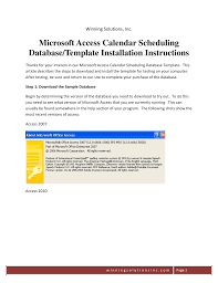 Microsoft Access Calendar Scheduling Database Template