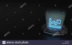 Blue Stripes Digital Laser 3d Hologram Symbol Of Chart With
