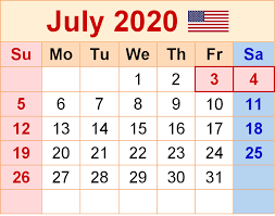 July 2020 Calendar Printable With Notes 12 Month Printable