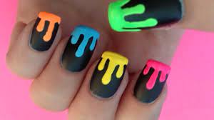 dripping neon paint nail art you