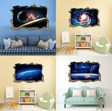 3d universe planet break wall bedroom