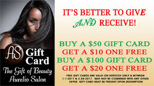 Holiday Gift Cards Buy One Get One Aurelio Salon Spa