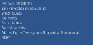 Bank code of dbs bank (hong kong). Ifsc Code Dbss0in1811 For Mumbai Branch Dbs Bank India Limited Mumbai Maharashtra Codeforbanks Com