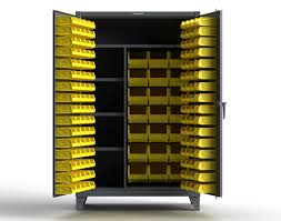 bin storage cabinet with 3 half width