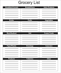 Grocery List Template 7 Free Word Pdf Documents Download