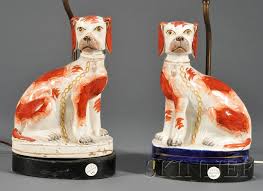 Slirpz staffordshire bull terriers, gatton, queensland. Pair Of Staffordshire Dog Lamp Bases Sale Number 2532b Lot Number 945 Skinner Auctioneers