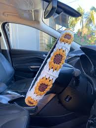 Sunflower Steering Wheel Cover Crochet