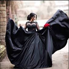 Long sleeve wedding dresses are a traditional look that is a modest favorite. Black Wedding Dress Bride Off 63 Felasa Eu