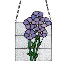 Stained Glass Forget Me Nots Panel