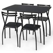 Costway 5 Pcs Dining Set Table And 4 Chairs Home Kitchen Room Breakfast Furniture Black