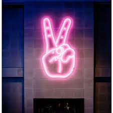 Led Neon Peace Sign Wall Art Large