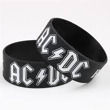 Us 2 24 35 Off 1 Pc Tide Silicone Rubber Elasticity Wristband Cuff Black Bracelets For Women Men Popular Ac Dc Letter Accessories In Charm